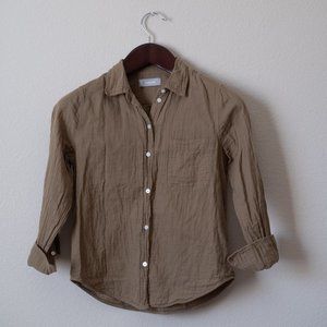 Everlane Olive Shrunken Cotton Shirt